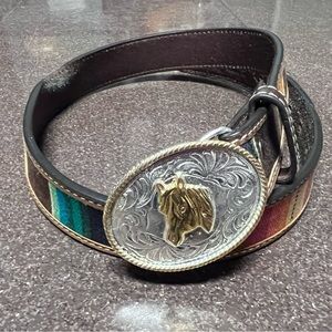 Used Nocona Serape Western Belt with Horse Buckle